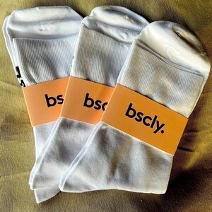 🆕 bscly. Bright White Organic Lightweight Cotton Mens Ankle Socks 3 Pair::NWT::
